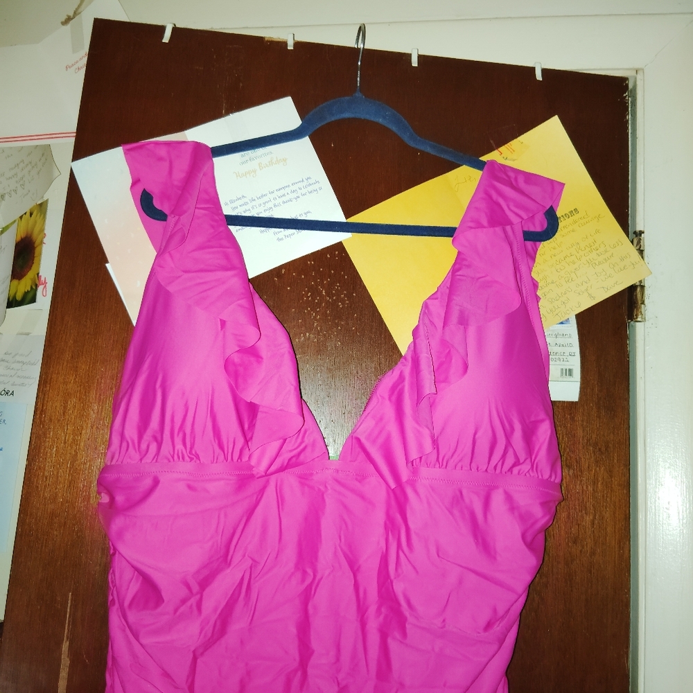 J.CREW Ruched Ruffle One Piece Swimsuit Size 20 🆕 - Picture 6 of 9